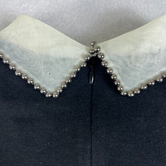 The Kooples Sweater Womens 2 Black Cream Beaded Collar Lace Detail - Picture 4 of 9